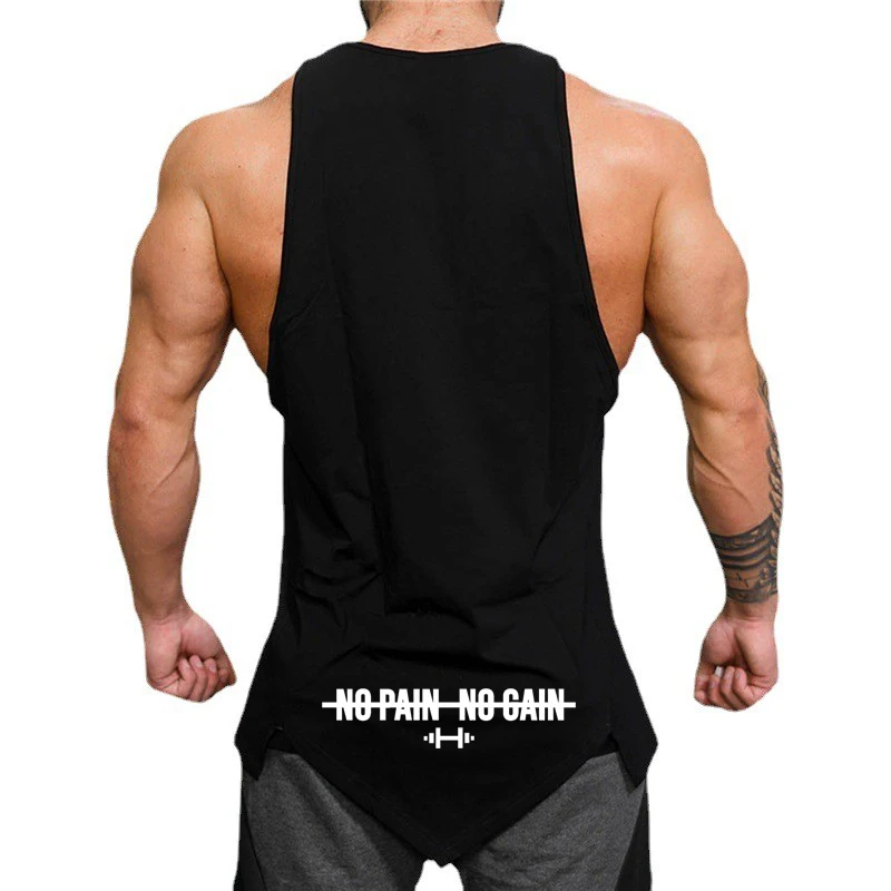 Summer Muscle Tank Tops Mens Irregular Hem Sleeveless Shirts Cotton Gym Clothing Bodybuilding Undershirt Casual Fitness Tee Tops