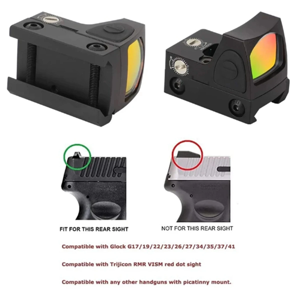 Trijicon RMR VISM PRO Flip Up Pistola 9x19mm Red Dot Sight Scope Glock 17 19 Airsoft Rifle 1913 KWA KSC Mount 20mm Rail