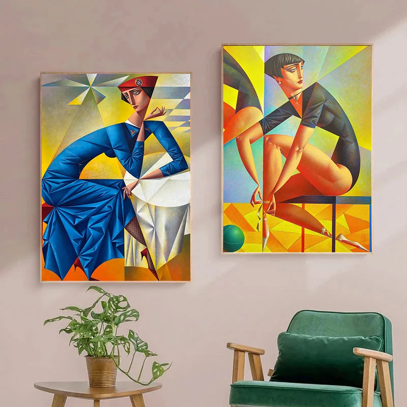 George Kurasov Classic Exhibition Artwork Abstract Women Painting Reproduction Canvas Poster Wall Art Pictures Home Decor Gift