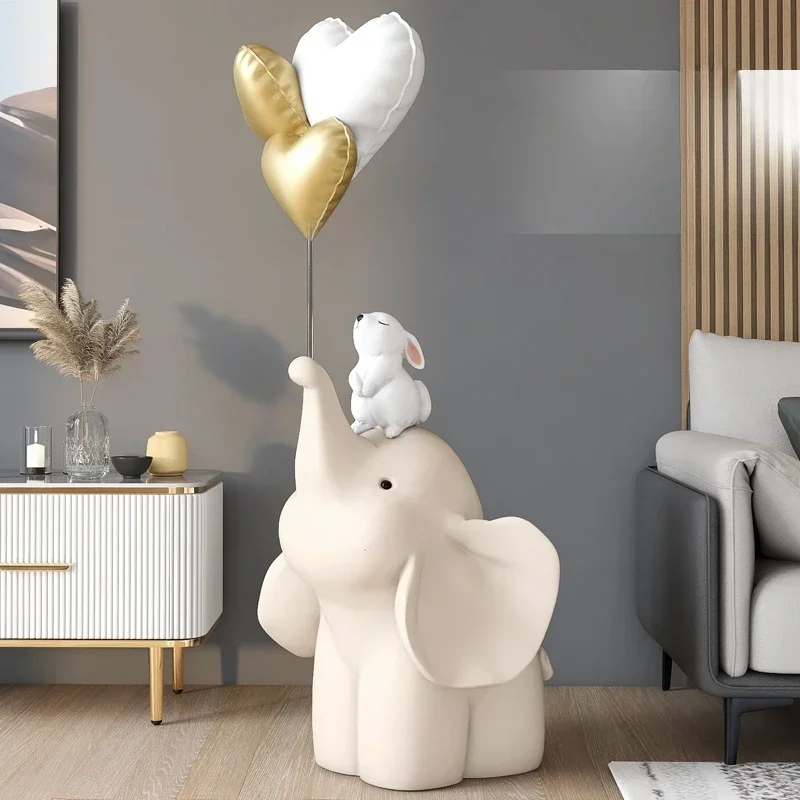 Light luxury elephant floor ornament wedding gift fashion handicrafts living room entrance home decoration housewarming