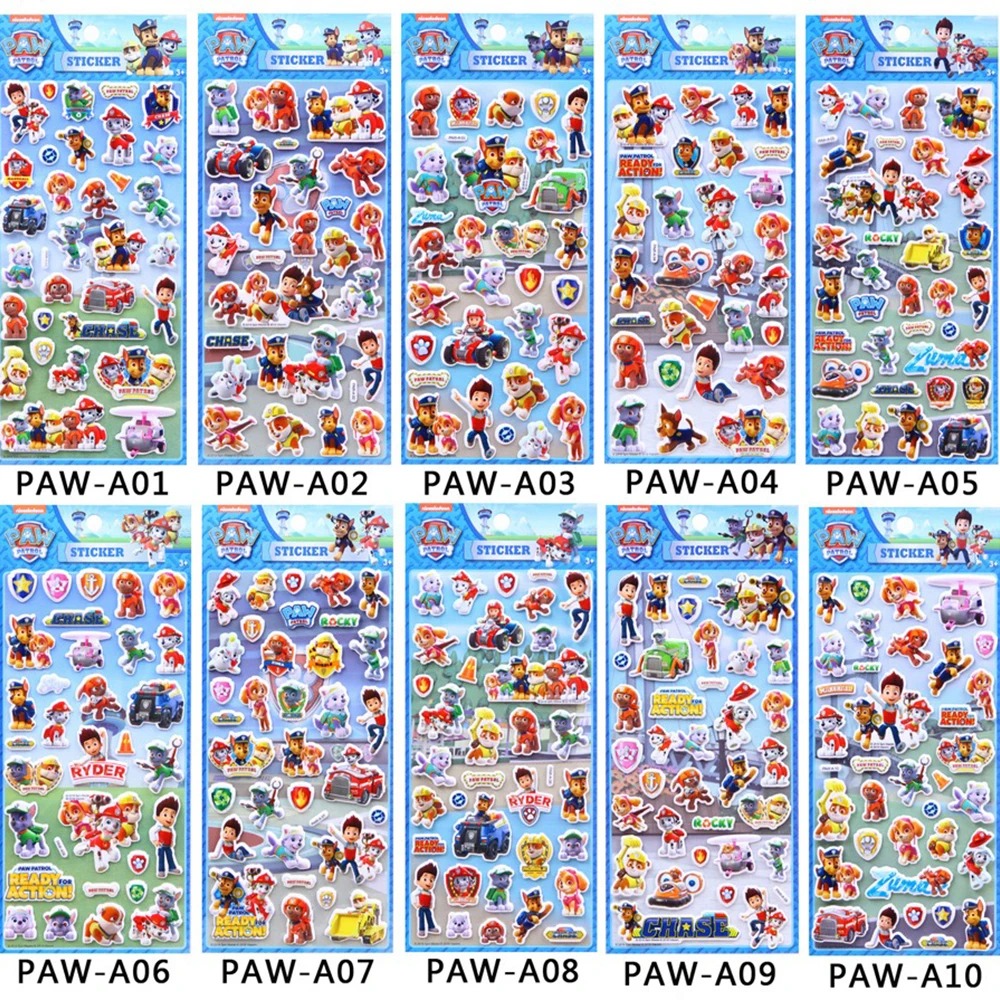 1PCS Cute 3D PAW Patrol Cartoon Bubble Stickers Decoration Suitcase Scrapbooking Phone Laptop Stationery Kid\'s Toy Sticker