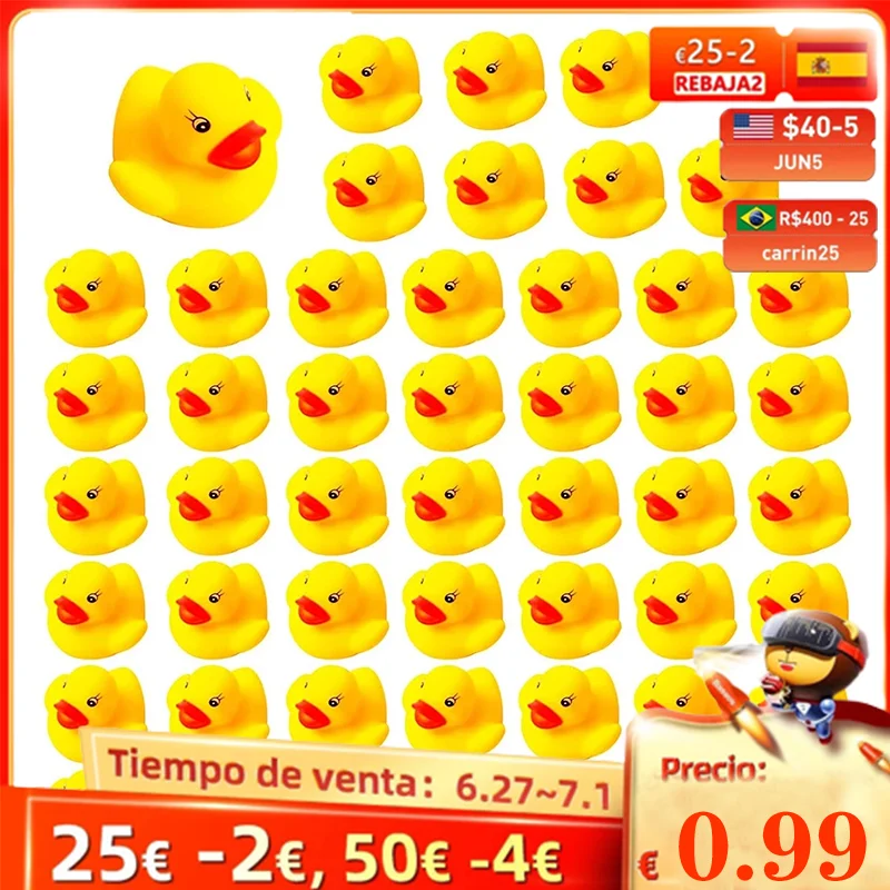 

50/100pcs Squeaky Rubber Duck Duckie Float Bath Toys Baby Shower Water Toys for Swimming Pool Party Toys Gifts Boys Girls