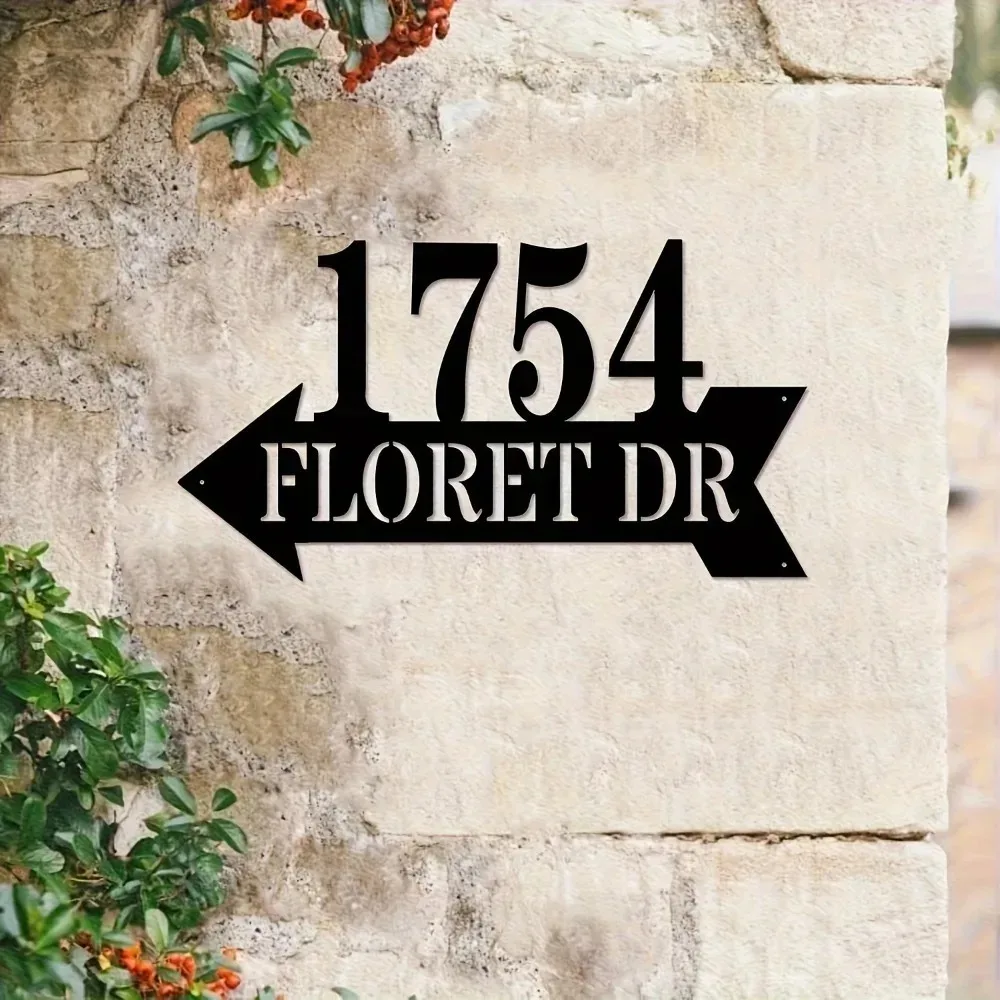 CIFbuy [2D Flat] 1pc Unique Personalized Iron Sign Engraved Custom Name Number Direction Wall Decor
