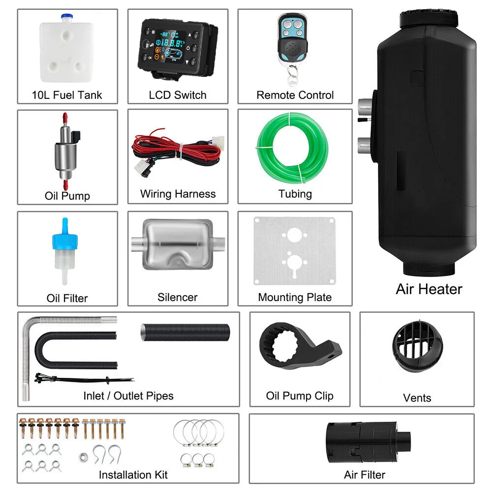 12V/24V Car Heater 2KW/5KW/8KW Diesel Air Heater 6-Buttons LCD Thermostat Parking Heater Fast Heating For Truck Camper Van