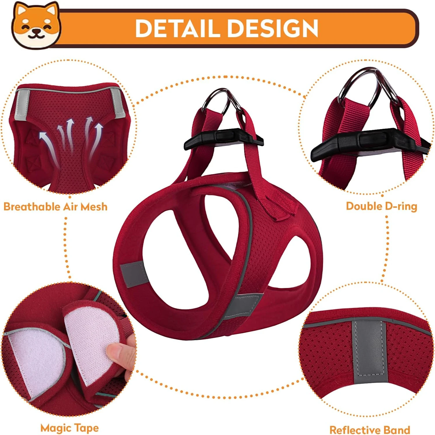 Stylish, Top-Quality Dog Harness for Energetic Pets - Secure Tailored Fit for Outdoor Adventures - Durable, Heavy Duty Gear with