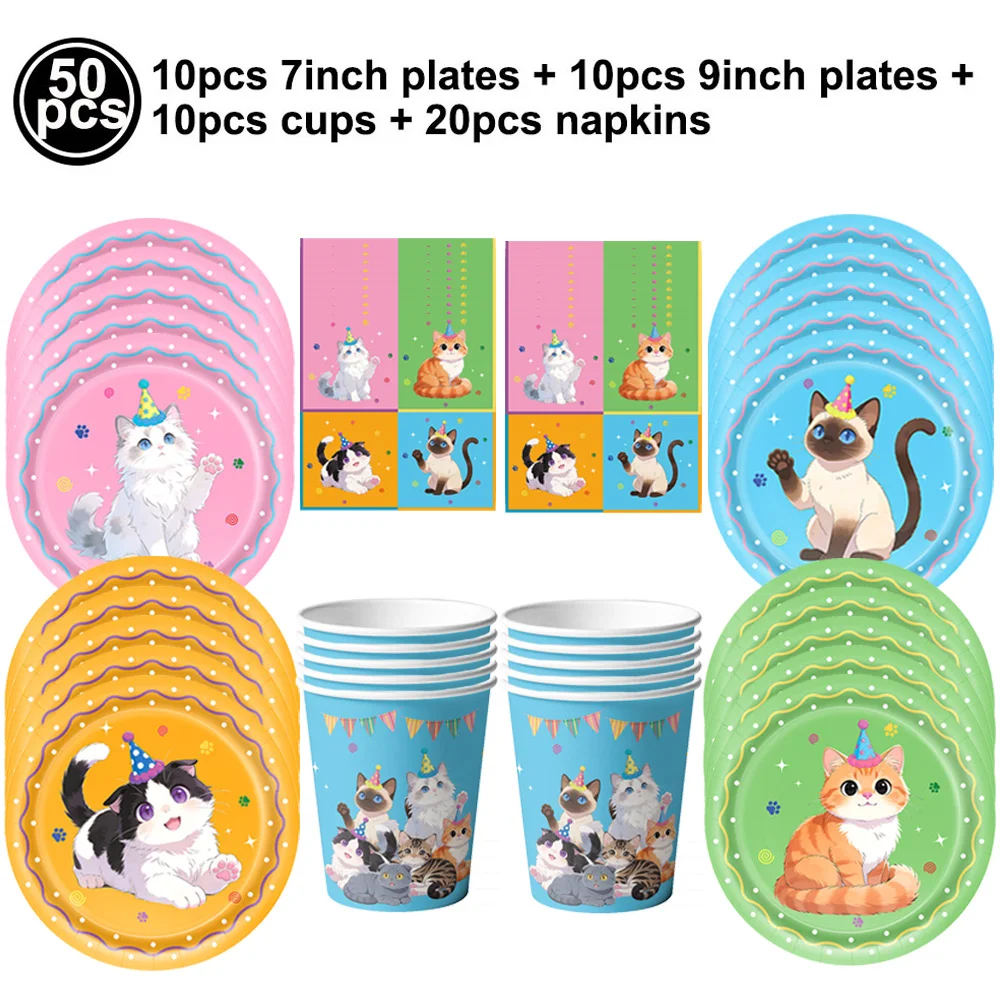 Niedliche Katzen-Geburtstagstorten-Deko Haustier-Katzen-Thema Kuchendekoration für Kindergeburtstag Babyparty Katzen-Themenparty-Zubehör – Detail 5