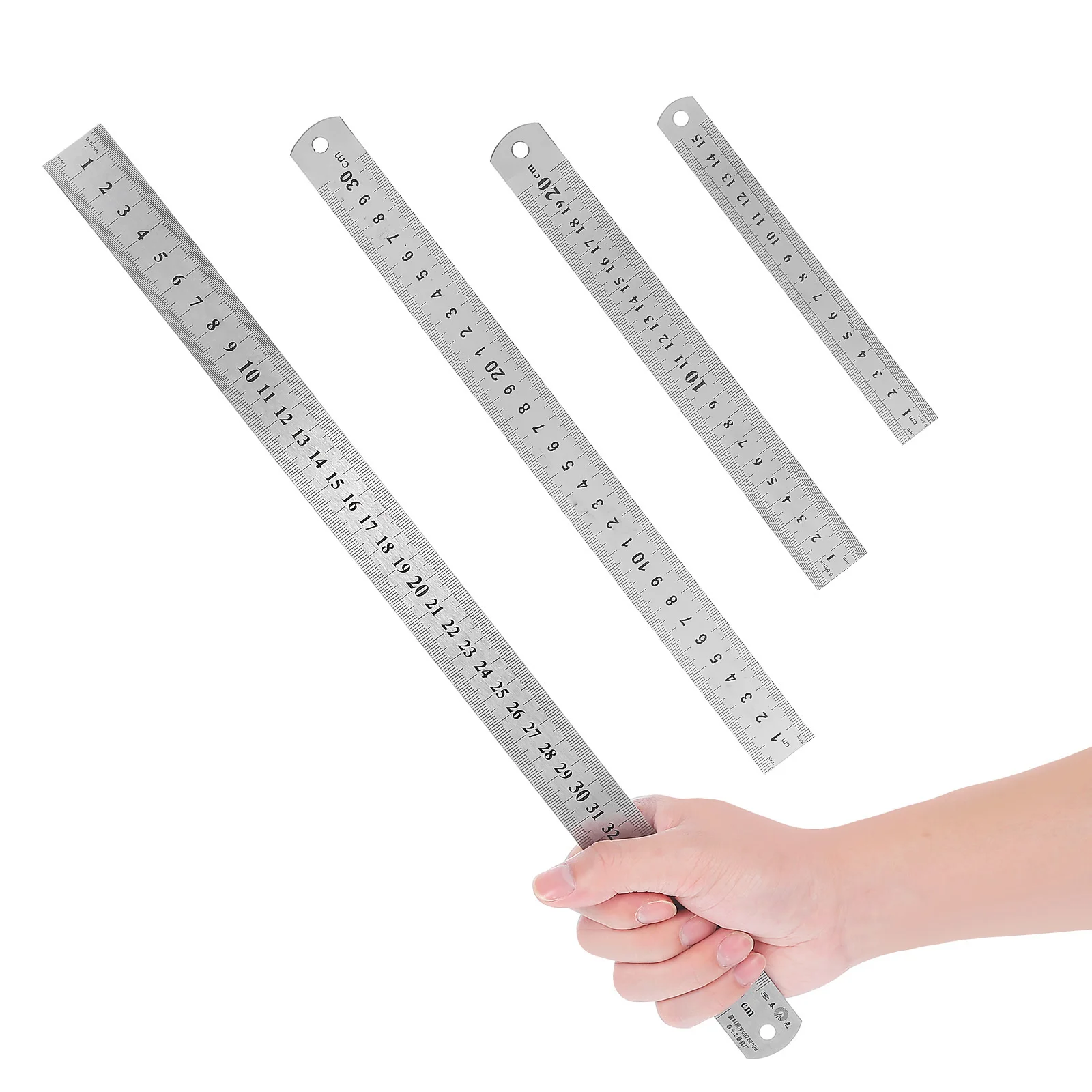 4 قطعة مجموعة مسطرة معدنية بمقياس مزدوج 15 20 30 40 سنتيمتر مساطر مستقيمة من الفولاذ المقاوم للصدأ لقياس الأجهزة اليدوية الاحترافية