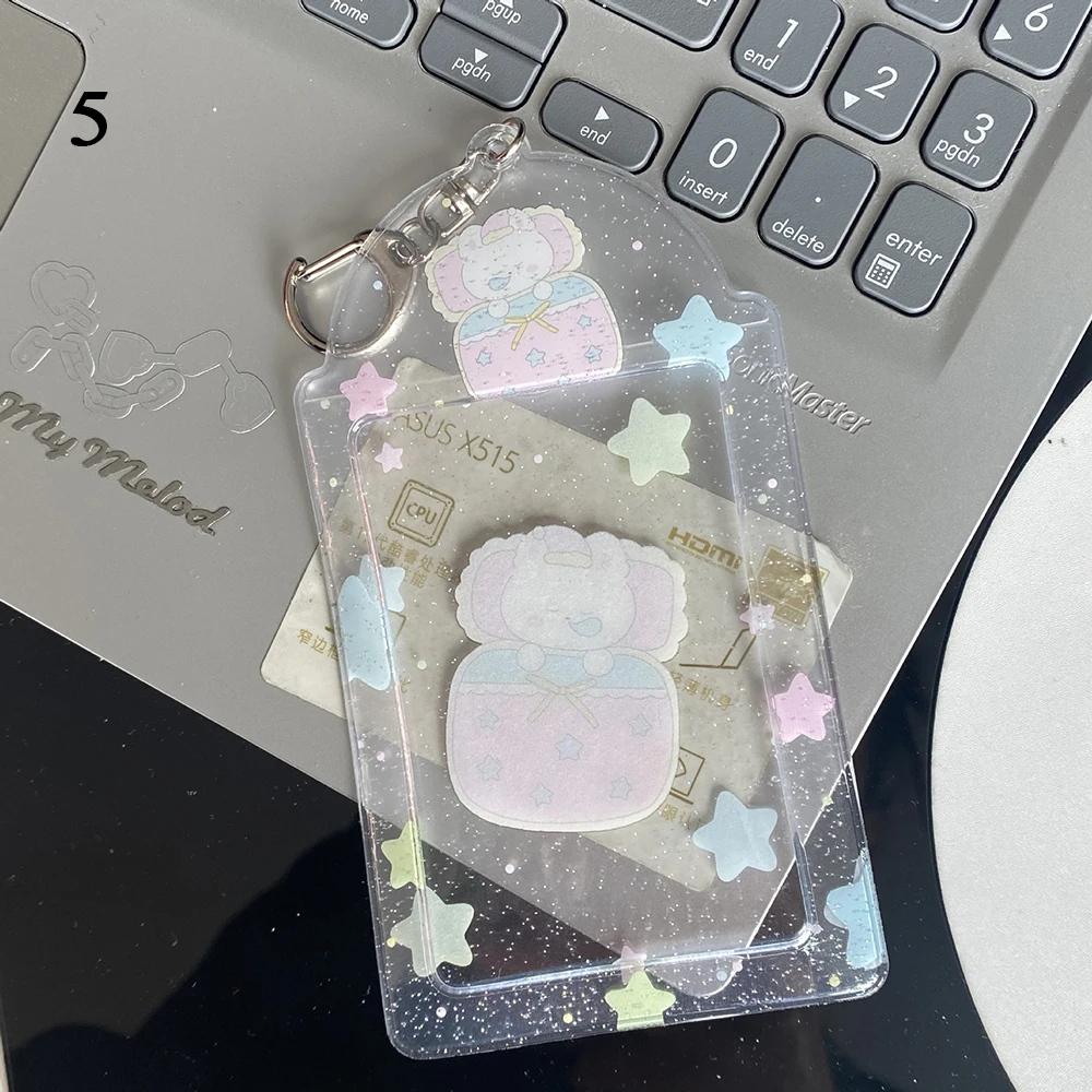 Glitter Star Transparent Photo Sleeves 3Inch Photocard Holder PVC Heart Card Holder Storage Idol Card Display Protective Pendant