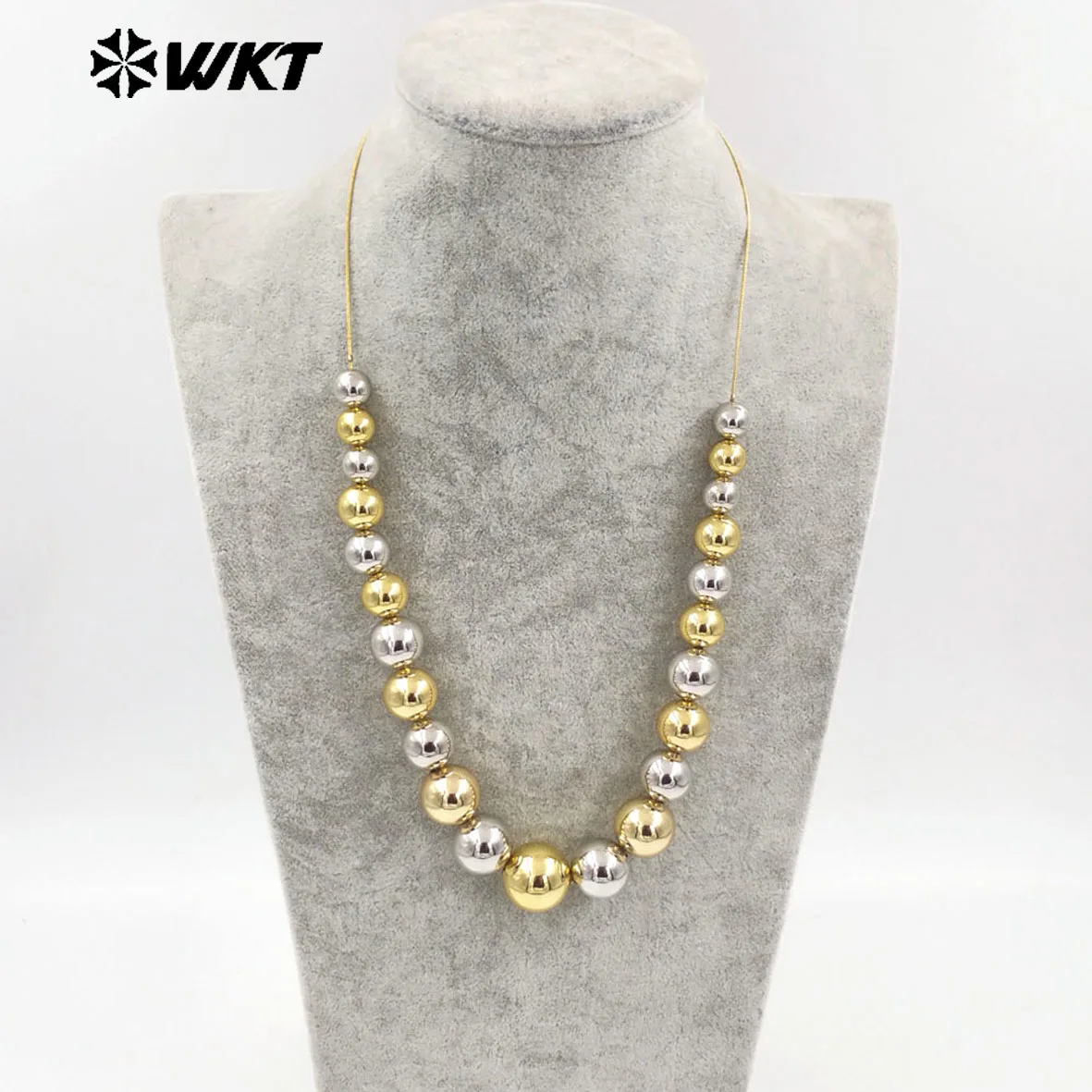 WT-JFN17  WKT 2024 Pretty Style Women Long Brass Chain Adjustable Round Shaped Necklace  Accessories Supplies Beauty