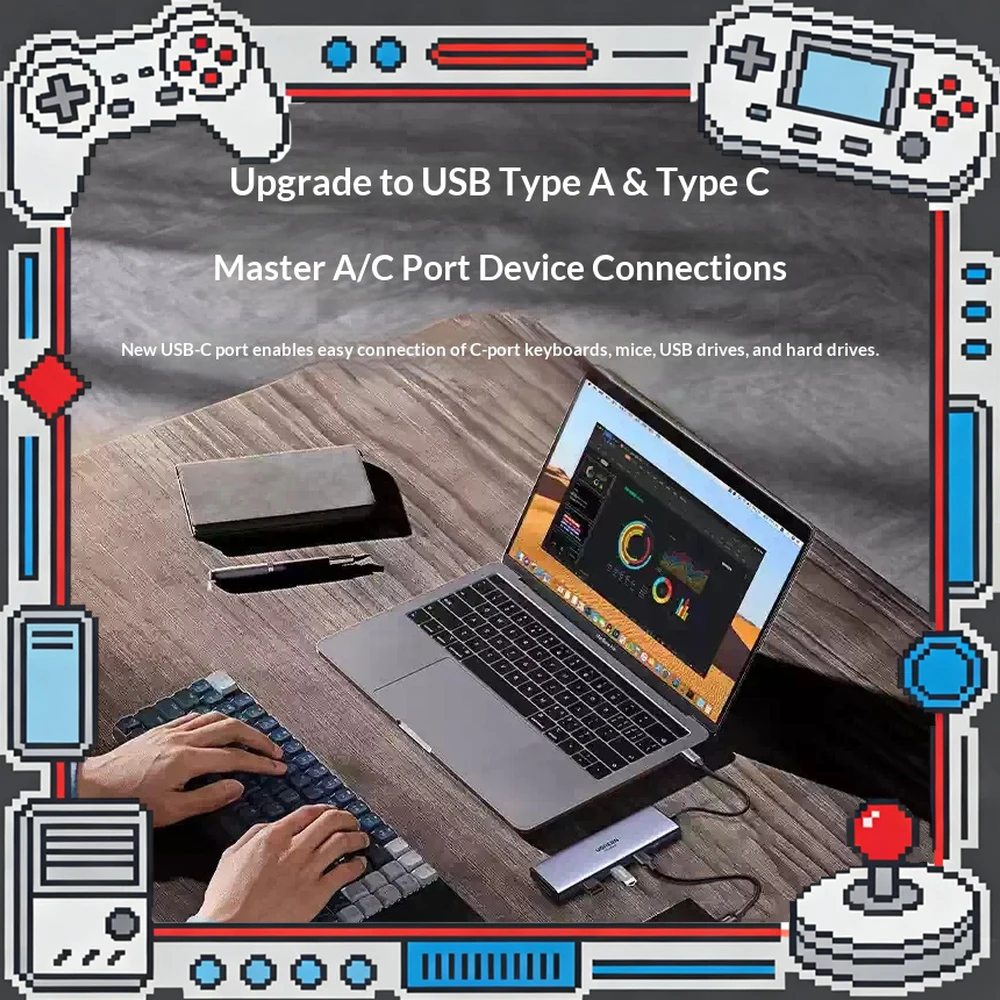 UGREEN CM498 15375 9 in 1 USB C Docking Station 4K HDMI Gigabit Ethernet SD TF Card Reader Multiport Hub Adapter for Laptop.