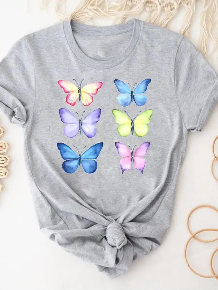 

Butterfly Watercolor Trend Clothes Ladies Graphic Tee Women's Short Sleeve Print T Clothing Summer Female Fashion T-shirts