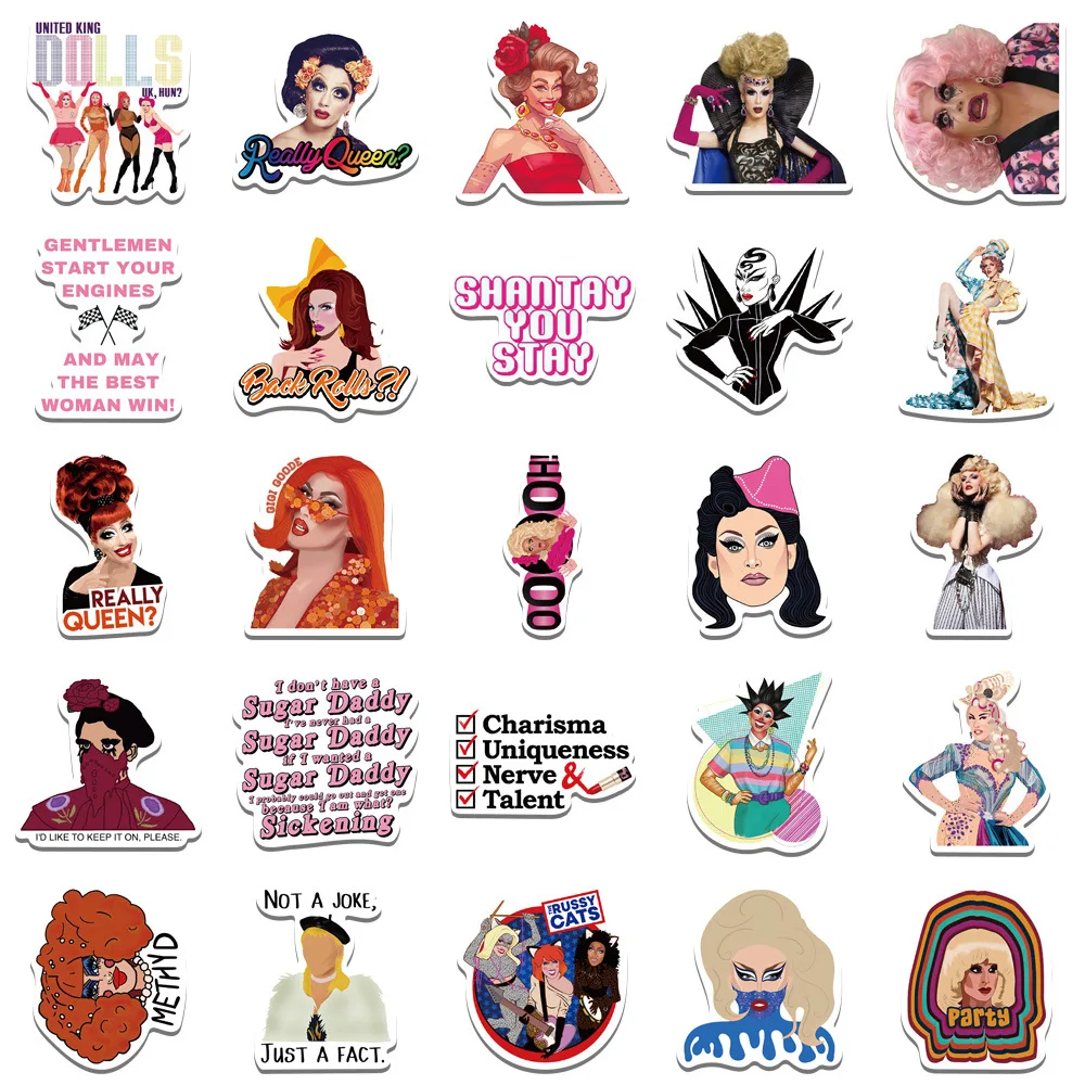 100PCS RuPauls Drag Race Stickers DIY Travel Guitar Phone Laptop Cool Waterproof Graffiti Decal Sticker