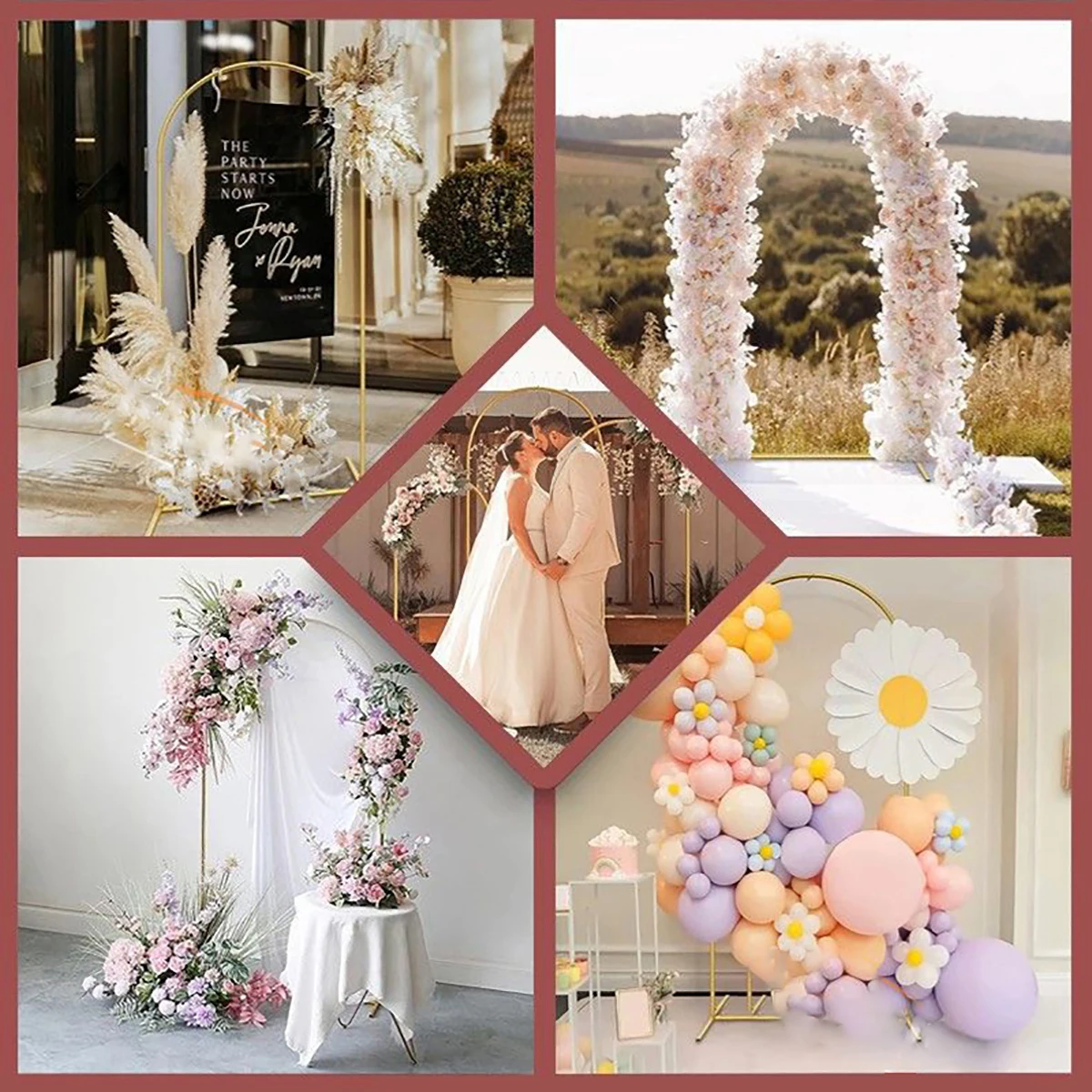 Soporte de arco de boda de 7,2 pies, marco de fondo de Metal, globos, soporte de flores, accesorios de decoración de jardín de fiesta de cumpleaños de boda