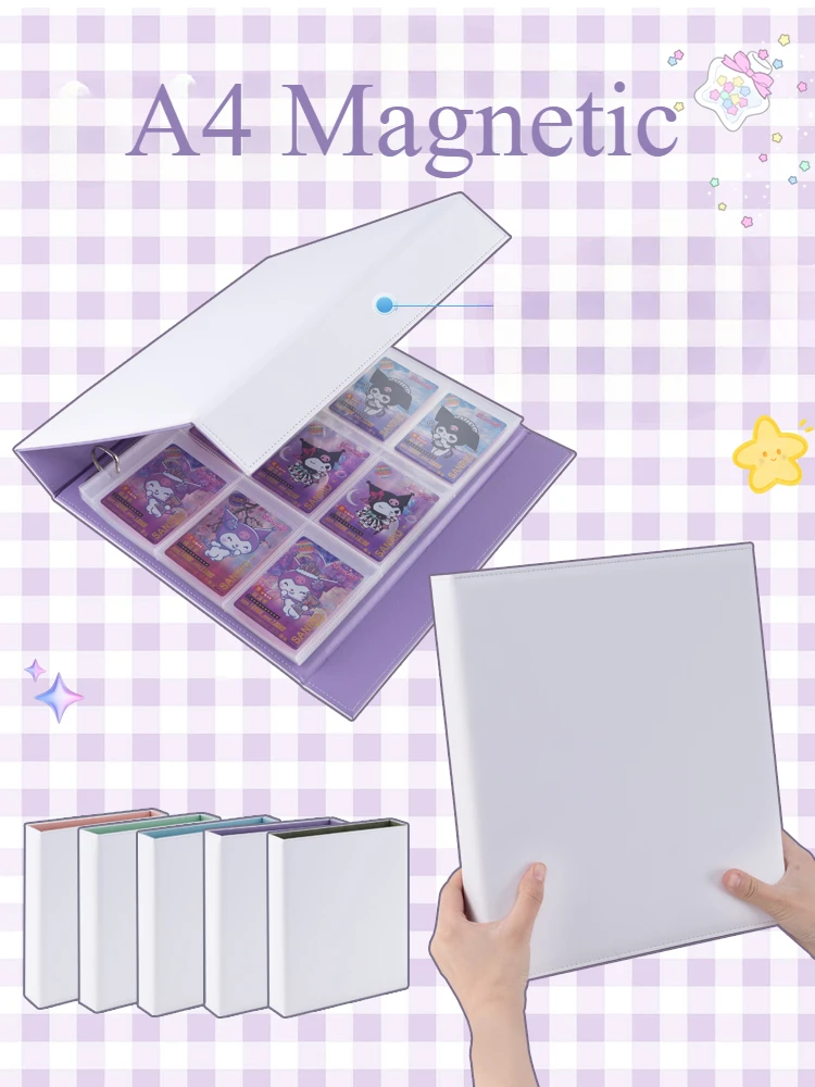 Binder A4 Kpop Photocard Collect Book Magnetic Large Capacity Card Holder Macaron PU Leather Idol Photo Card Collection