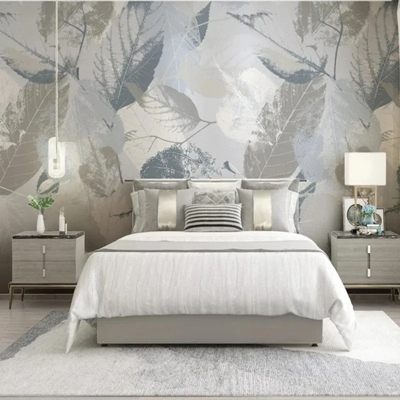 

Modern 3D Leaves Wall Mural Abstract Hand Painted Wallpaper for Living Room TV Sofa Background Wall Bar KTV Home Decor