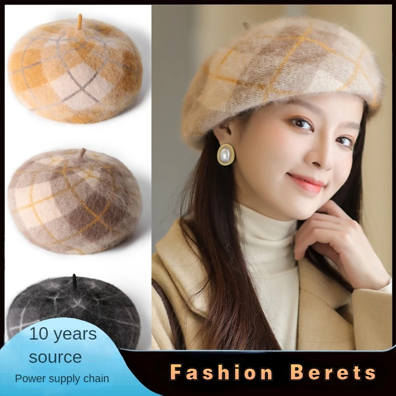 New Fashion Wool Line Berets Women Autumn Winter Outdoor Windproof Pumpkin Cap Ear Protection Warm Casual Topper Hat Wholesale