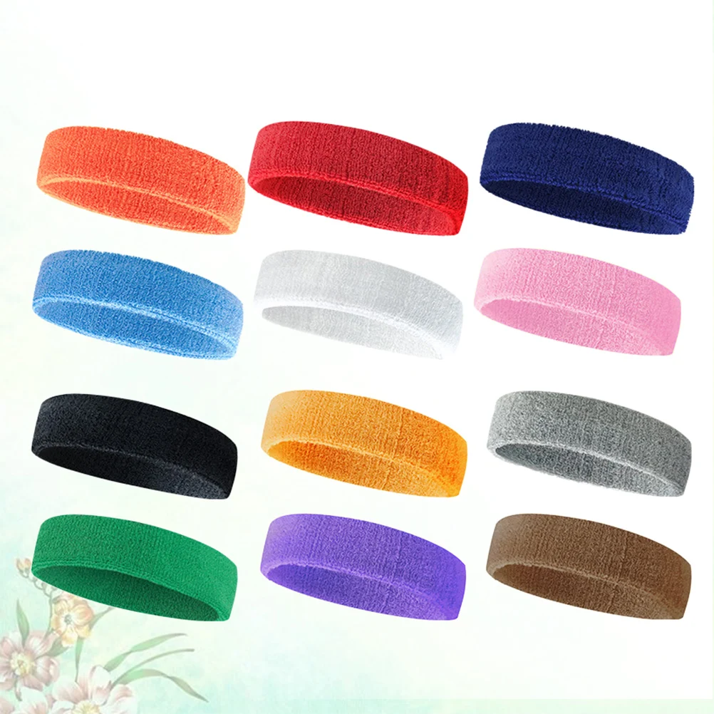 

12 Pcs Sports Headband Suit Running Hairband Absorb Sweat Wrap Men Women Headbands