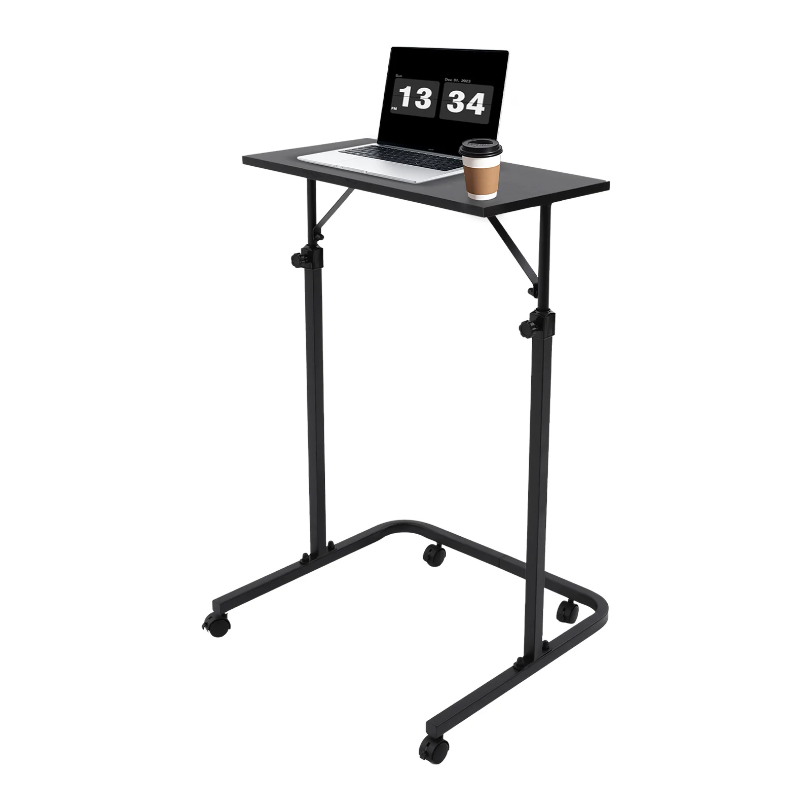 60x30cm Höhenverstellbare Mobile Arbeitsstation, U-förmiger Fitness-Schreibtisch mit Rollen für Heimbüro Fitnessstudio Stehpult (Schwarz) – Detail 11