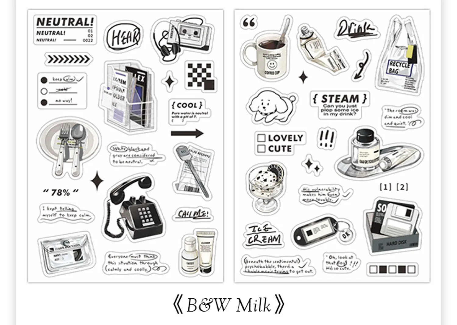 2PCS Weekend Convenience Store Cute Cartoon Skateboard Water Cup Girl Car Graffiti Decoration Stickers Waterproof