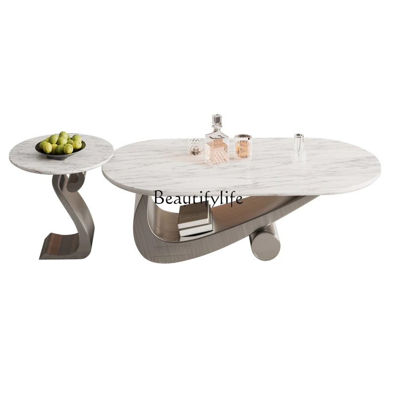 

Italian living room marble coffee table modern simple high-end pure natural luxury stone