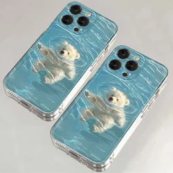 New Cute Swimming Bear For iPhone15 14 13 12 11 Pro XR XS Max78 Plus MiniY2KCreativeSoft shellfall  cartoon Mobile phone shell