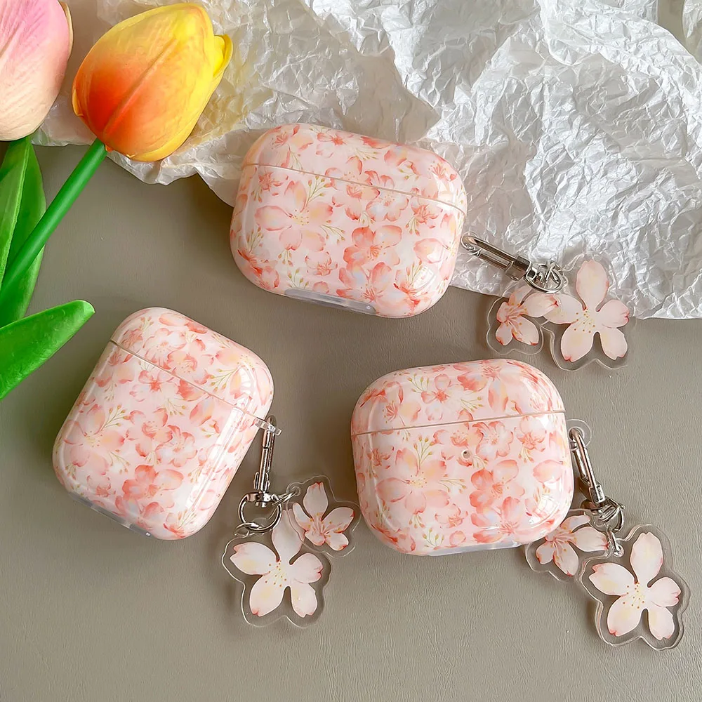 Hàn Quốc Dễ Thương Hoa Tươi Lá Ốp Lưng Móc Khóa Cho AirPods 1 2 Pro Bluetooth Trường Hợp Cho AirPod 3 2 mềm Mại Tai Nghe Bao