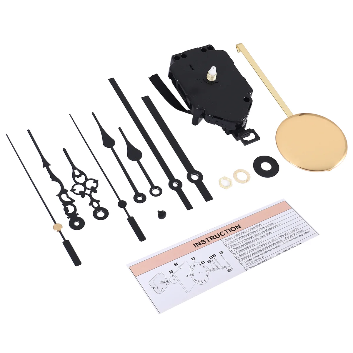 DIY Pendulum Clock Movement Mechanism with 3 Pairs Different Hands Quartz Repair Shaft Wall Clock Kit Parts Replacement