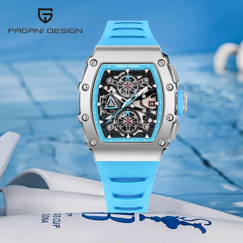 PAGANI DESIGN New 40MM Bucket Shaped Hollow Leisure Fashion Men's Quartz Watch Sapphire Glass Quartz Watch Clock