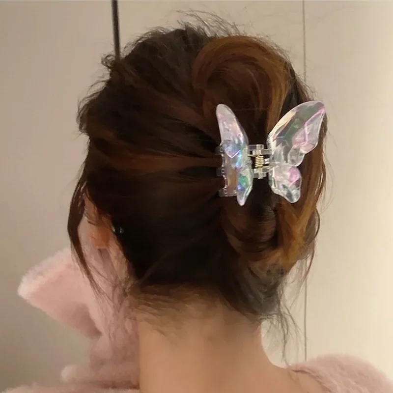 Butterfly Matte Hair Claw for Women Girls Acrylic Solid Color Sweet Hair Clips Crab Simple Hair Clamps Chic Hair Accessories