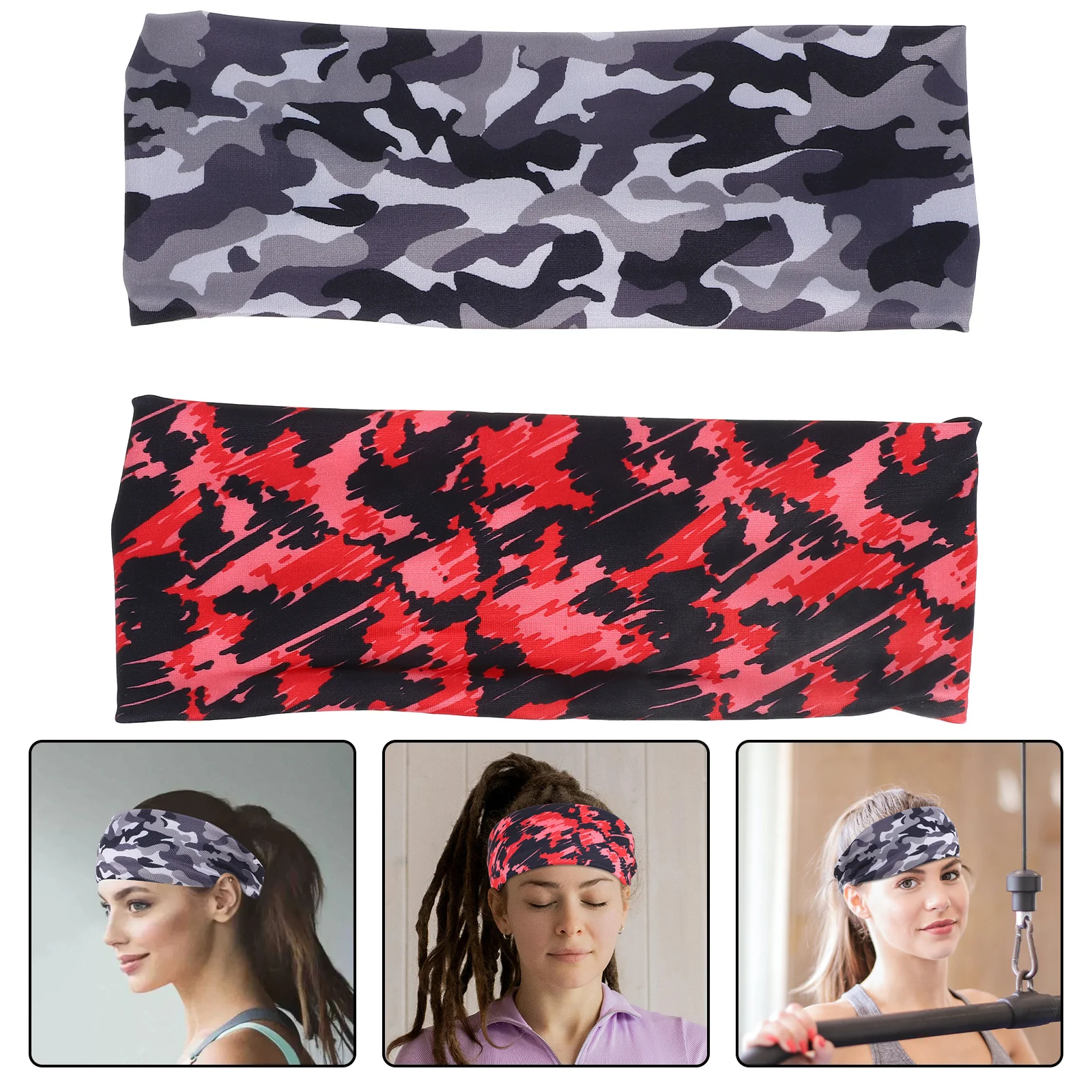 

2Pcs Wide Cotton Headbands for Men Women Elastic Sweat Absorbing Running Yoga Sports Workout Bands Running Headband