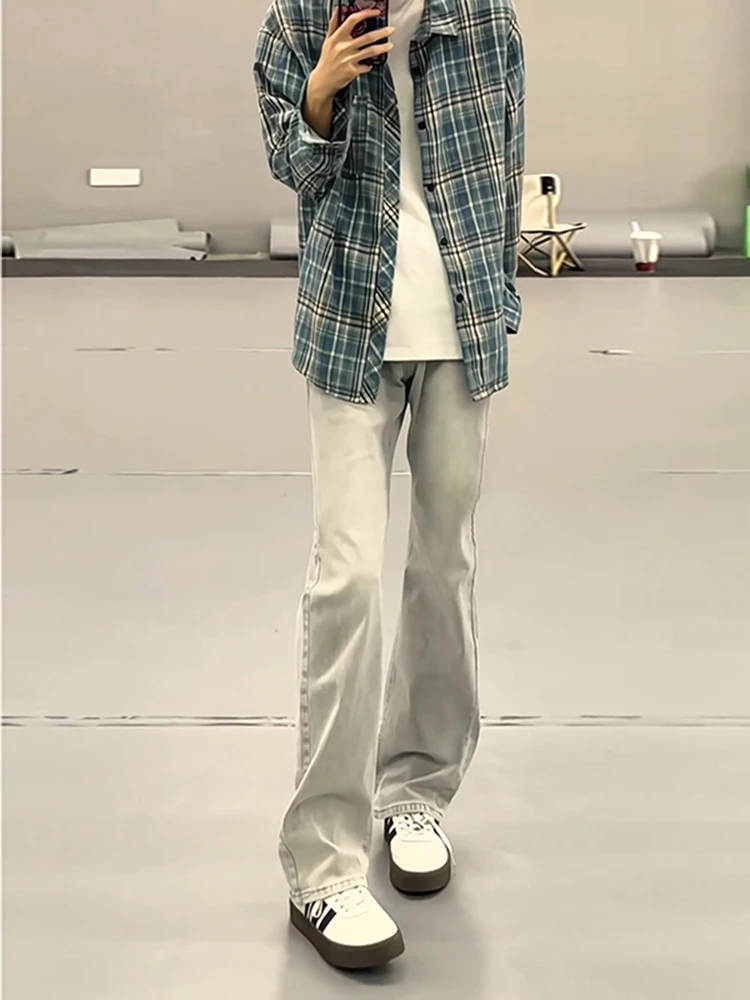 

Мужские джинсы Slim Fit прямого кроя, весенне-осенние, с легким клешем, узкие, длинные брюки из денима