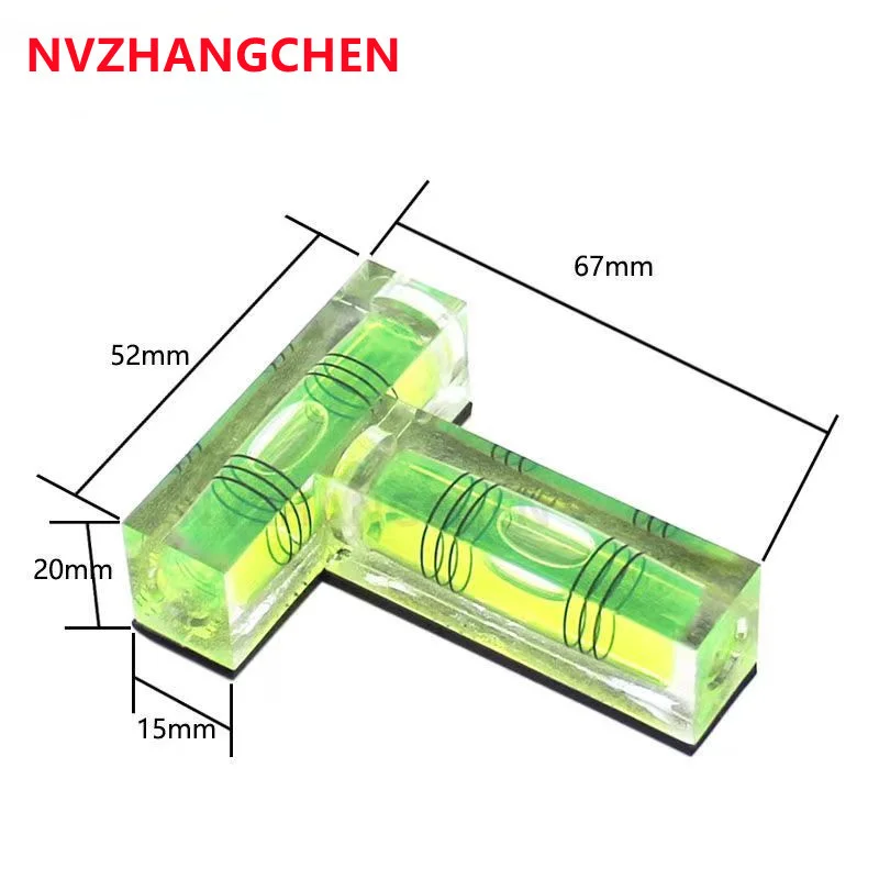 Magnetic Horizontal Plastic Mini T-type Spirit Level Acrylic level Vails Ruler Horizontal Measurement Instrument Level Bubble