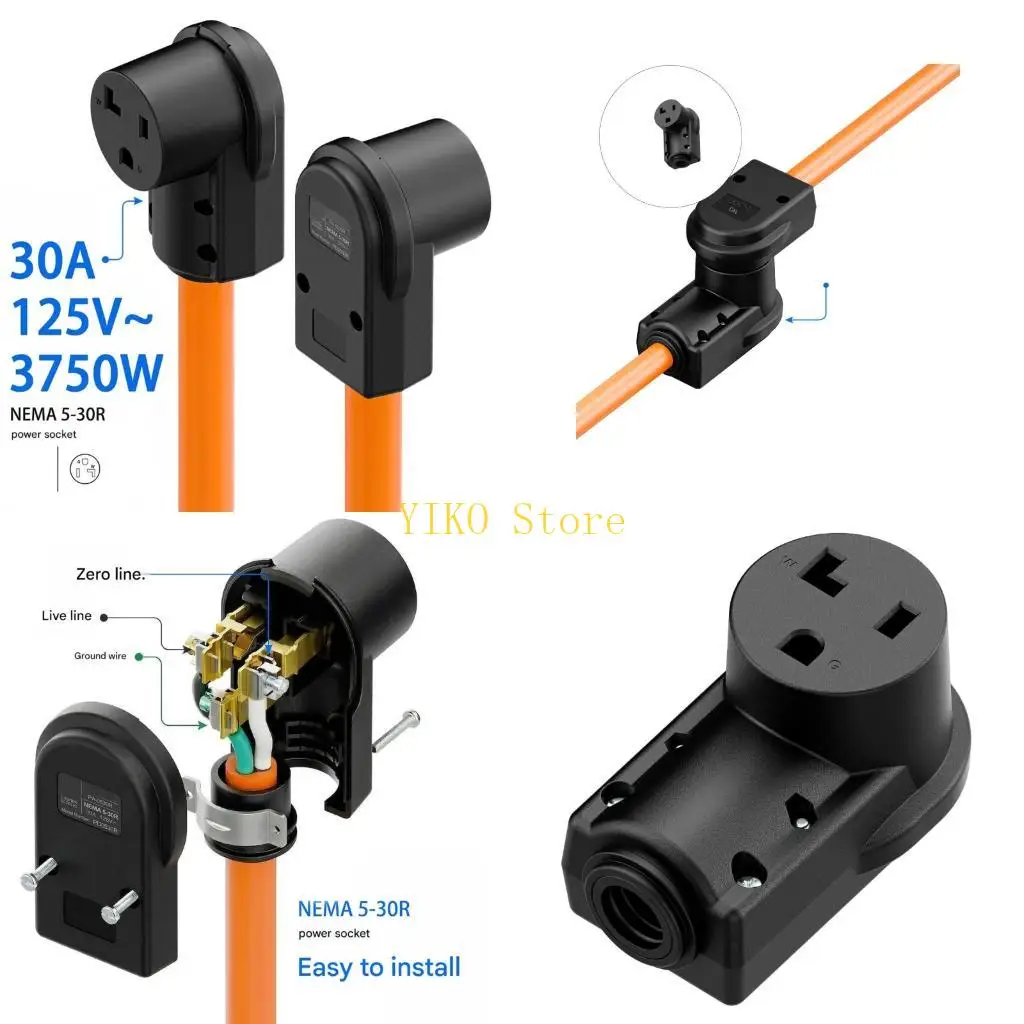 K32C NEMA 5 30R 30Amp Power Connectors 125V Industrial Equipment with Angled Design