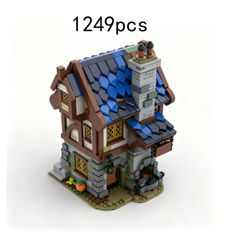 

MOC1249PCS Medieval Blacksmith Castle Small Particle Building Blocks Creative Scene Expansion Toy