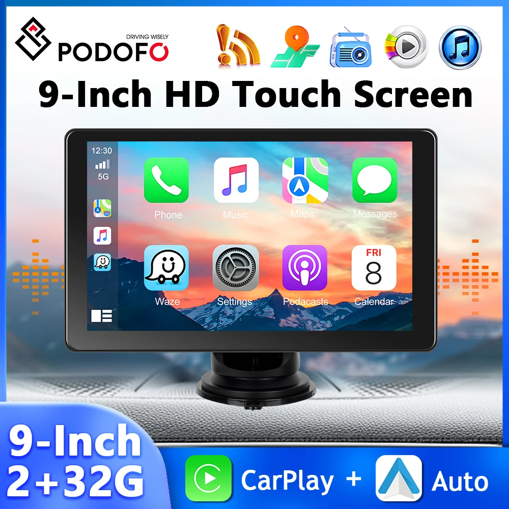 

Podofo 9-дюймовый Android-плеер с умным экраном 2 + 32G WIFI Автомобильный видеорегистратор CarPlay Android Автоматическая система заднего вида Bluetooth-навигация Автомобильный монитор