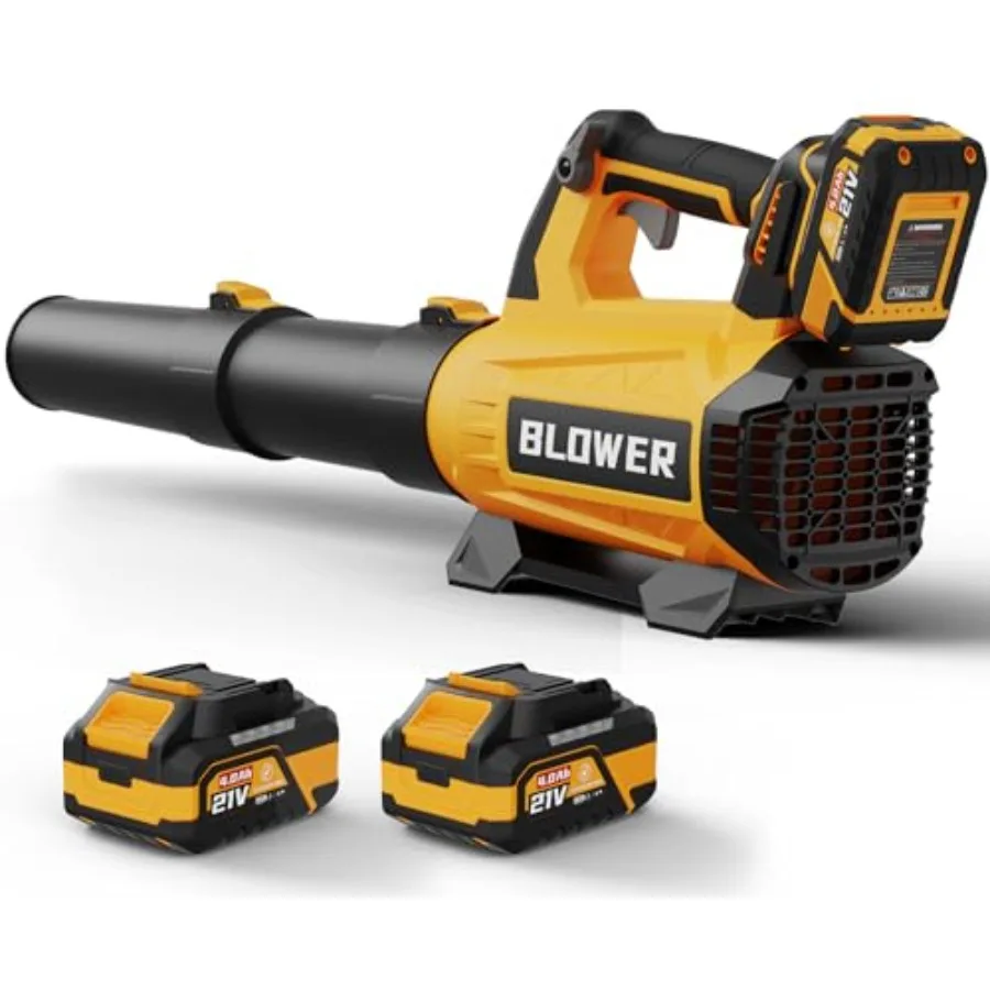 

Leaf Blower Cordless Upgraded - 630CFM/160MPH 21V Powerful Electric Cordless Leaf Blower with 2 x 4.0Ah Batteries and Charger B