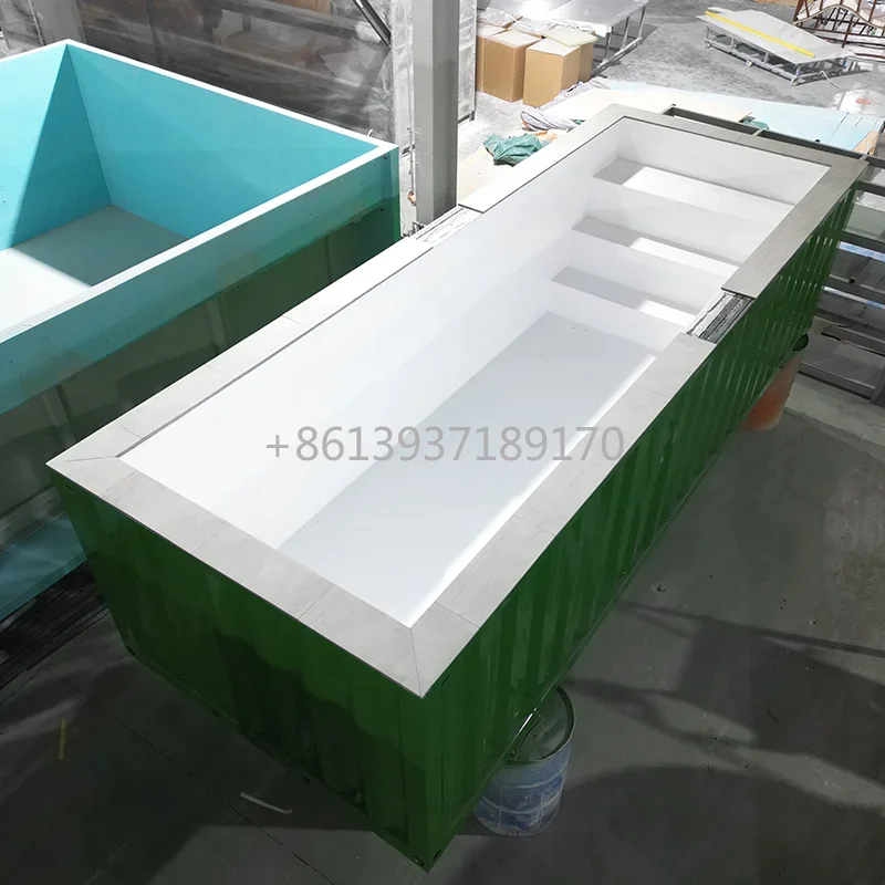 Top Notch China Fornecedor Big Jacuzzi Acrílico Incorporado 40 pés 18 pés Recipiente de Envio Piscina