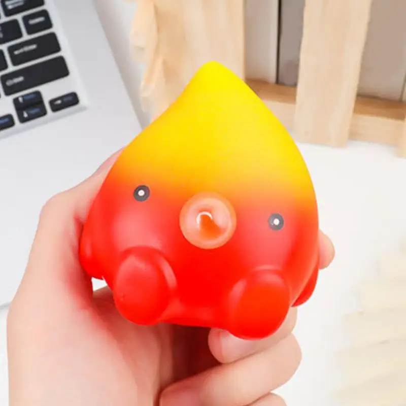 Fire Doll Keychain Cute Fire Doll Squeeze Toys To Relieve Stress 3.9inch Spit Bubble Small Fire Keychain For Children And Adults