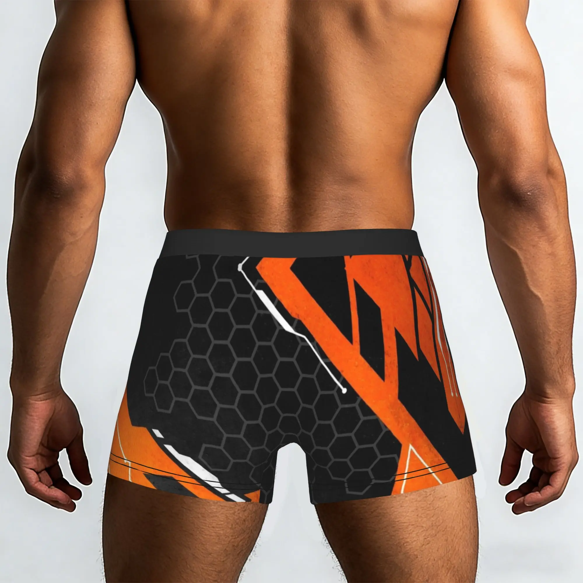 Orange Black Hexagon Sport Pattern  Underpants Breathbale Panties Man Underwear Ventilate Shorts Boxer Briefs