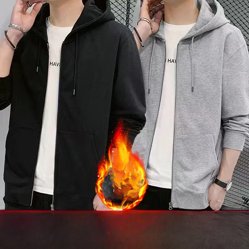 

Мужская толстовка на молнии, повседневная, износостойкая, осенне-зимняя, новая, больших размеров, для молодежи, для работы на улице, из полиэстера