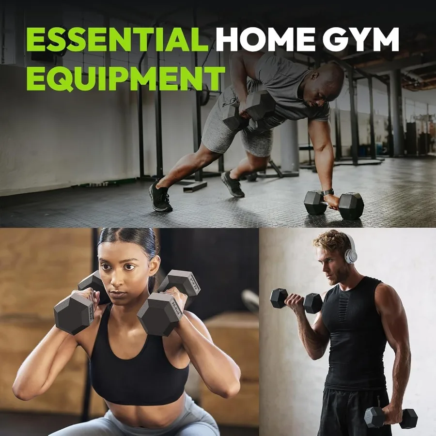 مجموعة الدمبل السداسية 30480 رطل المطاط المغلفة ممارسة اللياقة البدنية الدمبل لتدريب القوة في المنزل أو الصالة الرياضية أوزان اليد المتينة ث