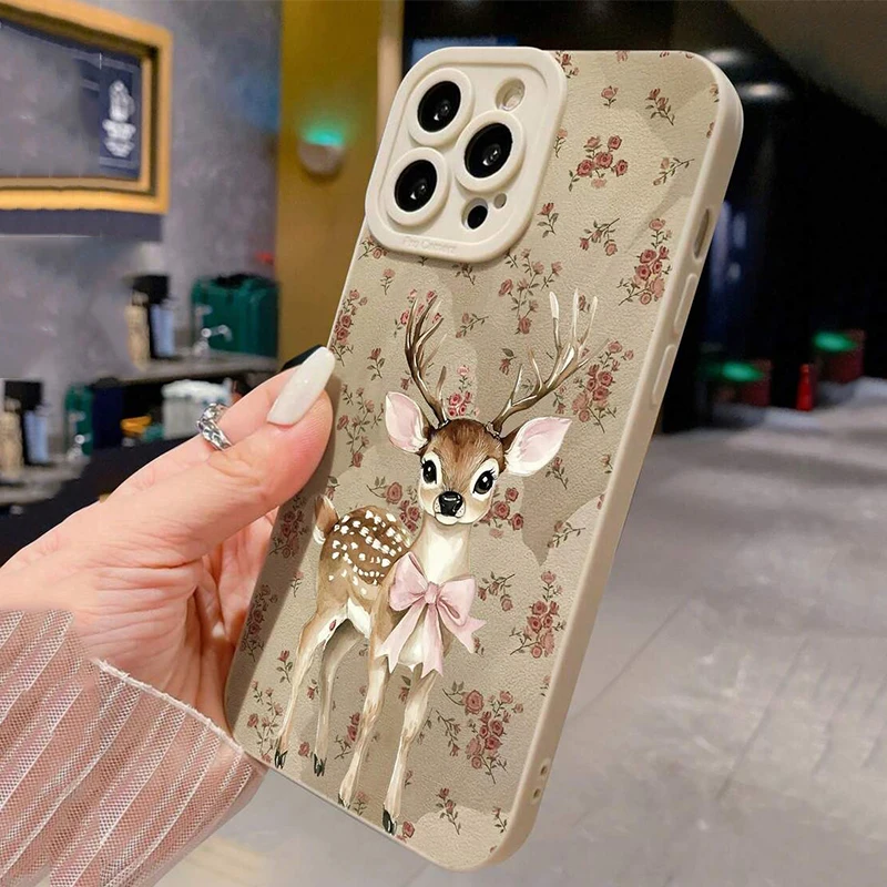 For Xiaomi 15T Case Deer Painted Beige Minimalist Phone Cases for Xiaomi Mi 11 Lite 5G 13T 13 12T 12 14 15 14T Pro Soft Cover - view 4