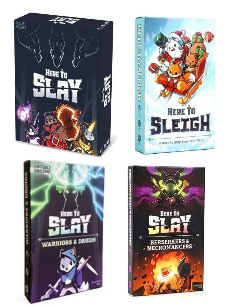 Here to Slay Here to Sleigh Holiday Expansion Pack Strategic role playing card game for kids teens adults 2-6 player