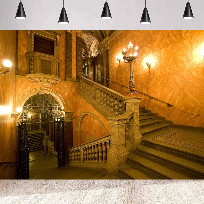 Luxury Palace Photography Backdrop Medieval Palace Staircase Castle Entrance Noble Hotel Staircase Interior Background Wall