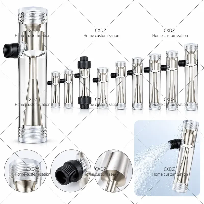 Venturi Tube for SSQ Series Water Launcher Transparent Plexiglass Negative Pressure Suction Mixing Water and Fertilizer