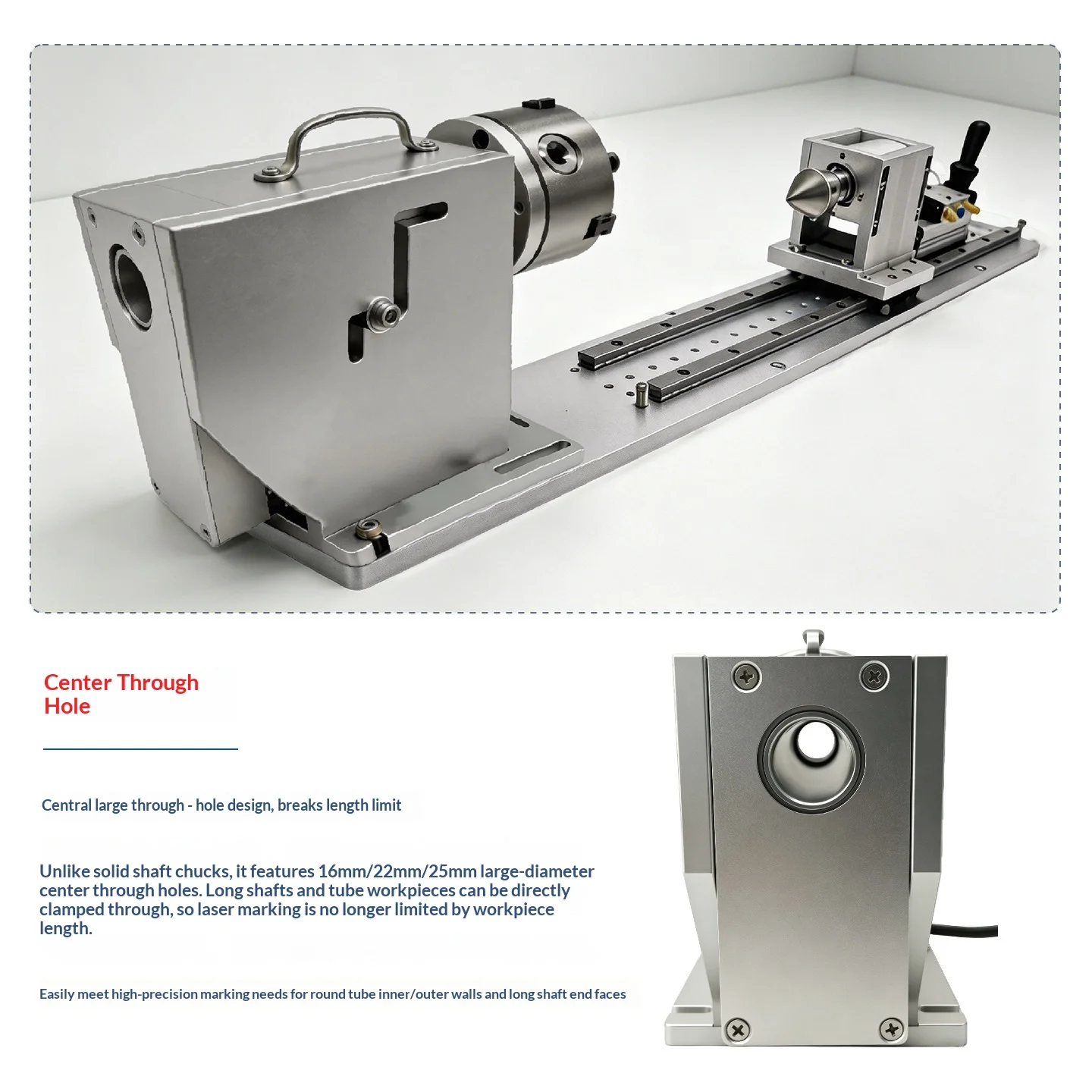 Cyclmotion Rotary marking table with hollow-shaft fixture and gear-reduction drive (featuring vibration-dampening design)