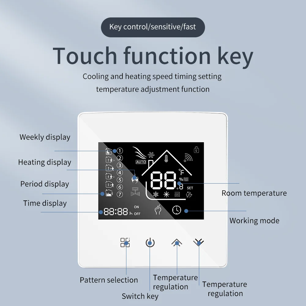 WiFi Thermostat Warm Floor Temperature Controller LCD Touch Screen Tuya Smart Life Thermostat For Underfloor Electric Heating