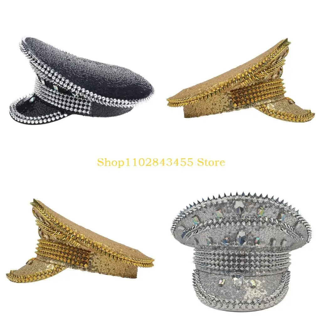 49mc-adult-rivet-hat-for-music-festivals-ceremony-halloween-captain-hat-taking-photo-music-festivals-officer-hat