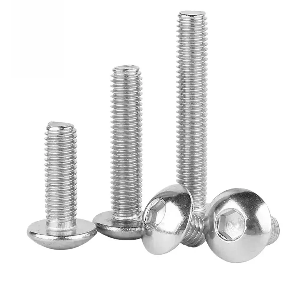 M5 ~ M12(8 ~ 100mm) 304 acier inoxydable bouton à six pans creux boulon à vis à tête ronde
