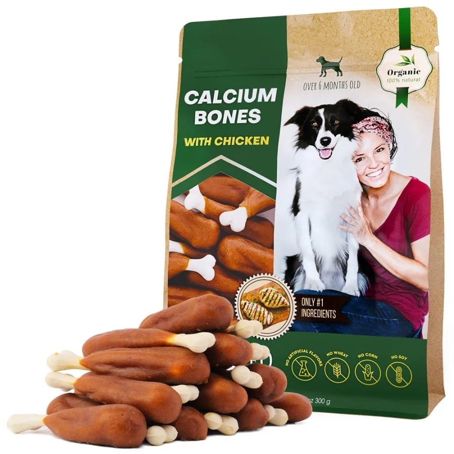 

Dog Calcium Bones Wrapped Chicken Rawhide Free Chew Treats Pet Healthy Dried Snacks Grain Free Organic Meat Chews for Training
